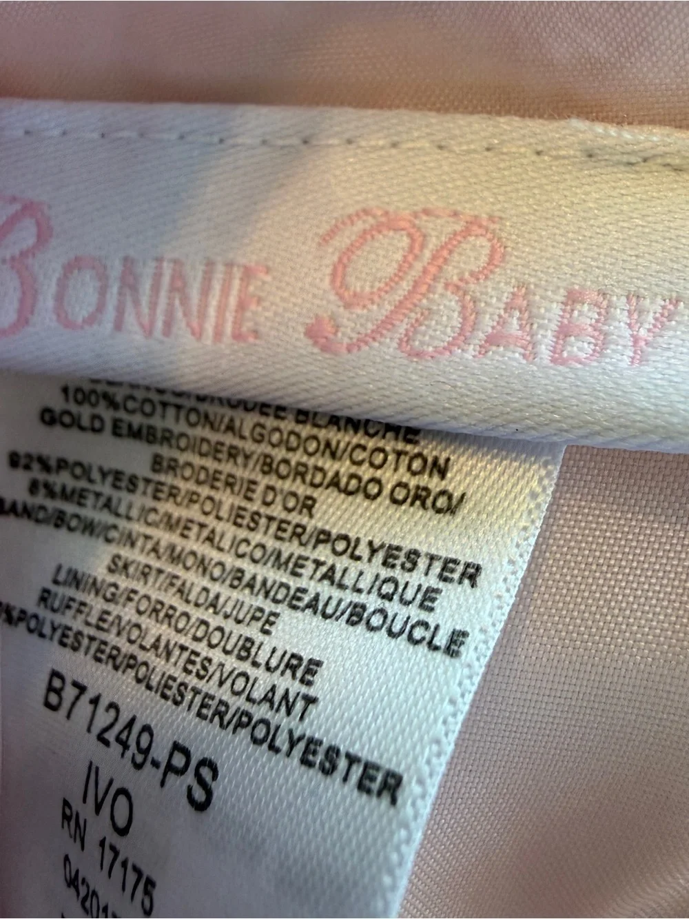 Bonnie Baby Pink and Cream Formal Dress Sz 18M
